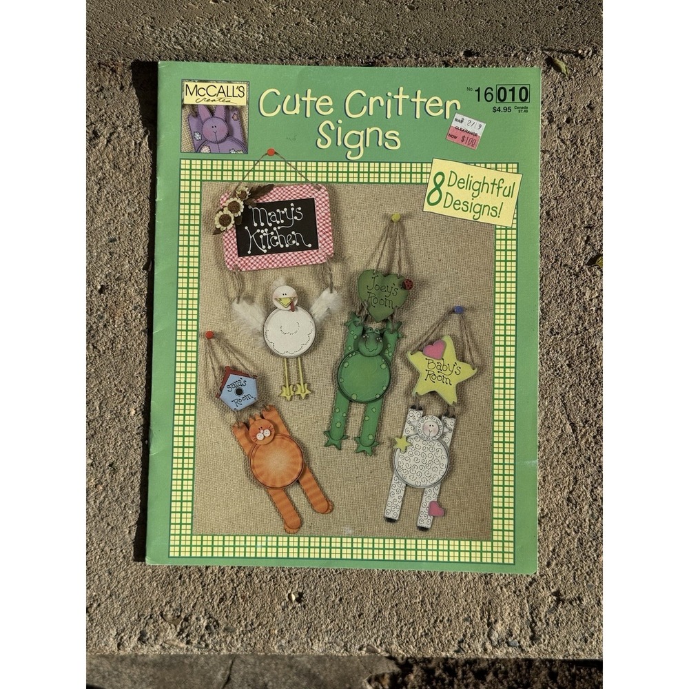 McCall's Creates Cute Critter Signs Booklet 16010 Painting Door Hangers